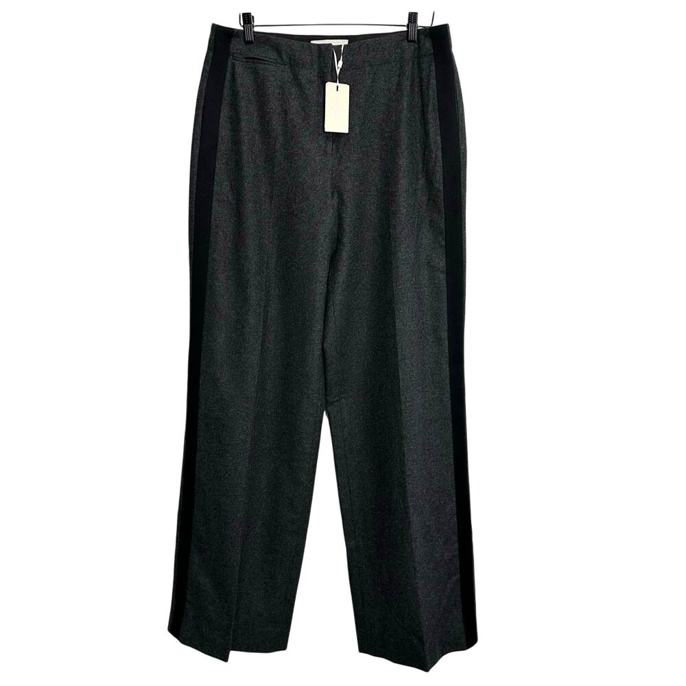 Jason Wu Wide Leg Trouser Pant Women 12 Dark Flint Melange Gray Pure New Wool